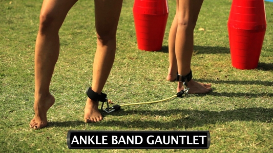 Around cones, small course.