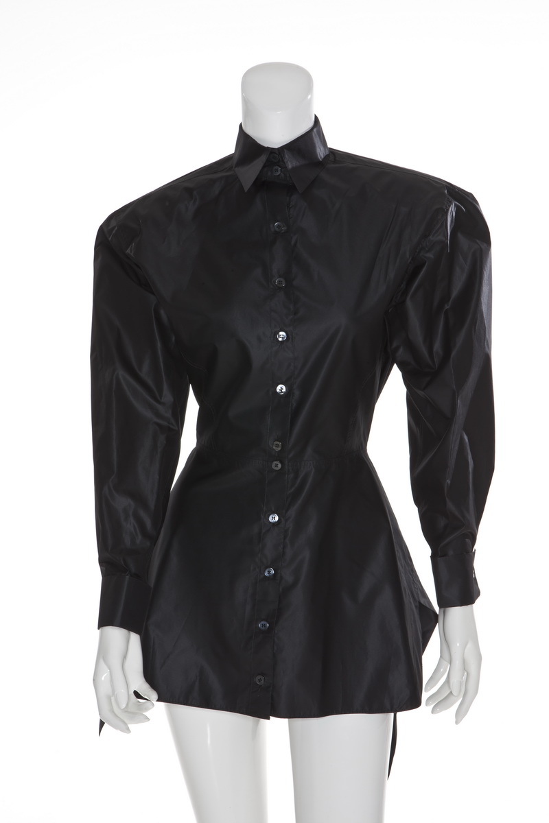 Black Silk Shirt Mini Dress