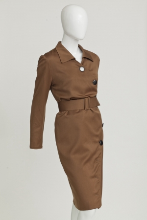 Brown Wool Jersey Dress with Belt