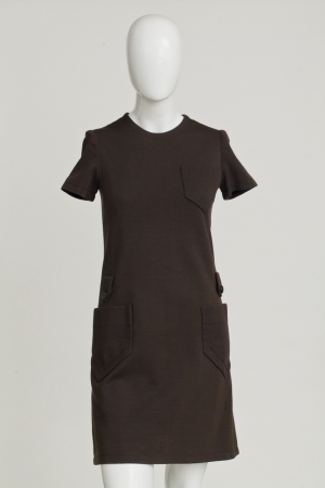 Brown Wool Jersey Mini Dress